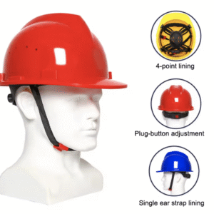 Powerful Hard Hat, Full Brim, High Strength Helmet, Shockproof Protective Solution for Construction Work.