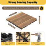 12"x12" Solid Wood Floor Tile Non-slip Waterproof Hardwood Interlocking Deck Tiles Garden Balcony Outdoor Flooring Decor